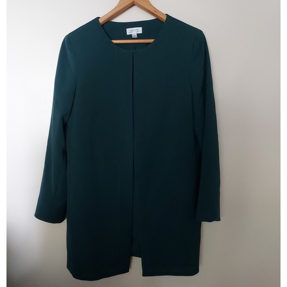 Tahari Arthur S. Levine Women's‎ Size 12 Long Coat Jacket Green Holiday - Picture 2 of 8